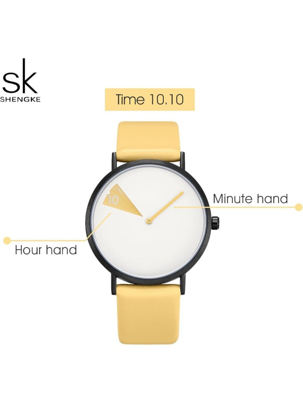 Women's Yellow White Creative Ultra-Thin Strap Fashion Quartz Minimalist Watch - Picture 2 of 7